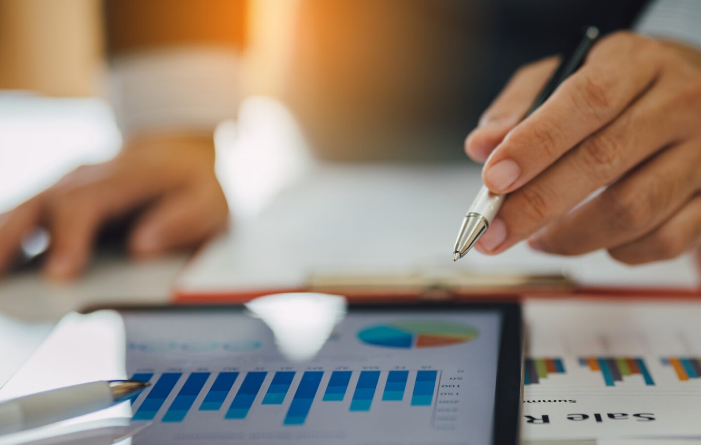 businessman working on marketing data analysis of company project financial report